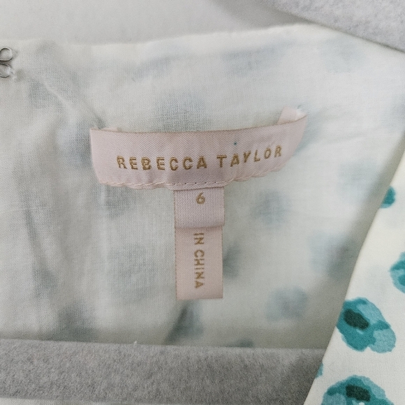 Rebecca Taylor Emerald Daisy Floral Print Dress 6 Flounce Ruffle Hem Sleeveless - Picture 6 of 10